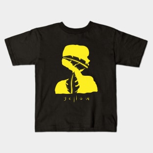 yellow girl and tropical leaf Kids T-Shirt